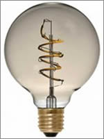 LED lamp met spiraalvormige gloeidraa, verticaal in het goud